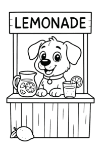 A dog selling lemonade.