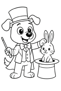 Magician The Great Dogondo pulling a rabbit out of a hat