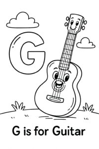 Guitar singing next to the letter G