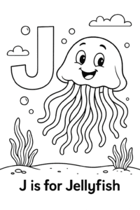 A jolly jellyfish joyfully swimming in the deep blue sea.
