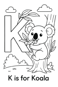 A cute koala munching on eucalyptus leaves on a tree.