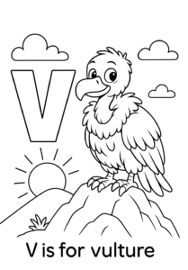 A wise, fluffy vulture perched on a rocky hill, looking around with bright eyes as the sun rises in the background.