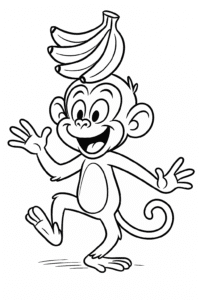 A silly monkey balancing a bunch of bananas on its head.