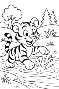 A playful tiger splashing its paw in a sparkling river