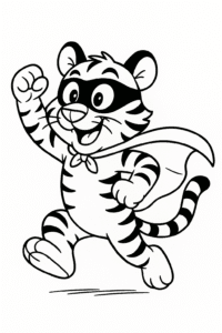 A superhero tiger wearing a cape and mask, ready for adventure