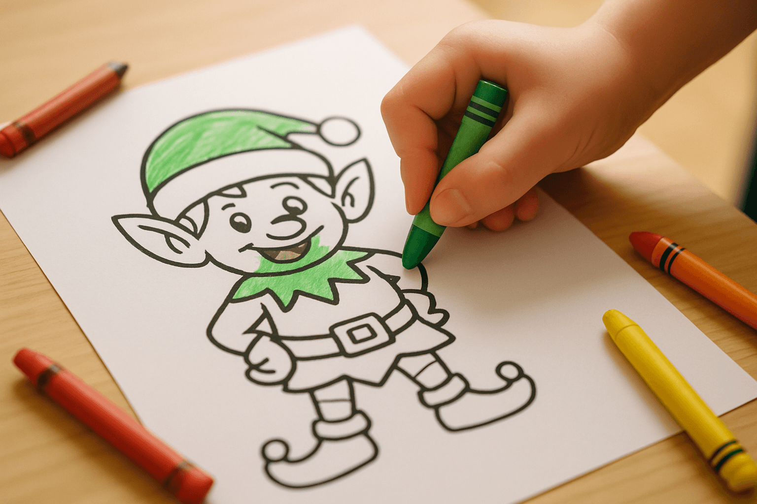 Christmas Elves: Festive Coloring Pages