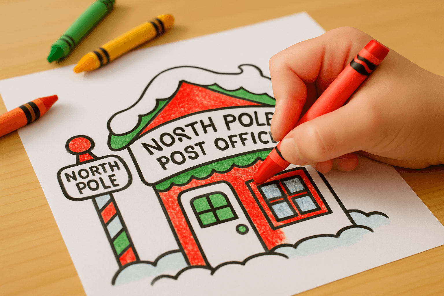 North Pole Post Office Christmas Coloring Sheets