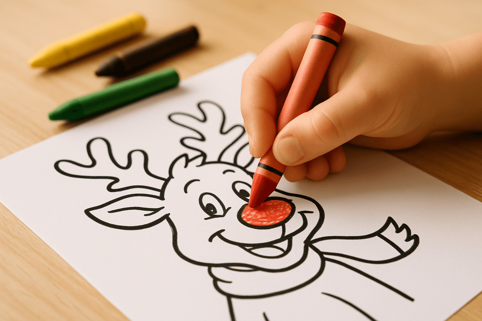 Santa’s Reindeer Christmas Coloring Pages