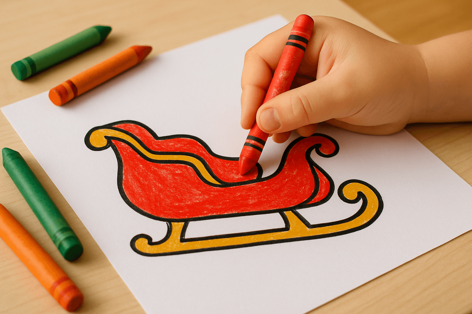 Santa’s Christmas Sleigh Adventures Coloring Sheets