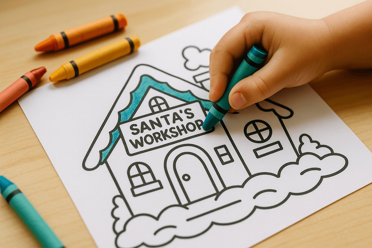 Santa’s Workshop – Christmas Coloring Pages for Children