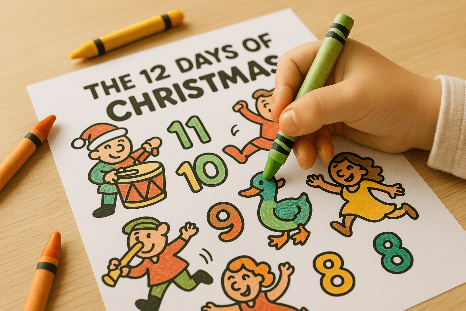 12 Days of Christmas Coloring Pages (Drummers, Pipers, Lords & Ladies)