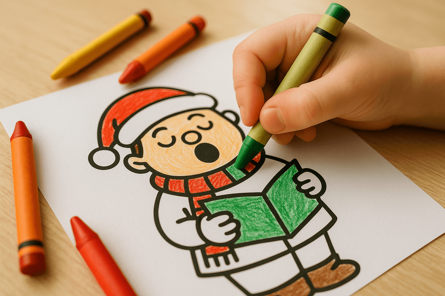 Carol Singing Christmas Coloring Pages for Kids