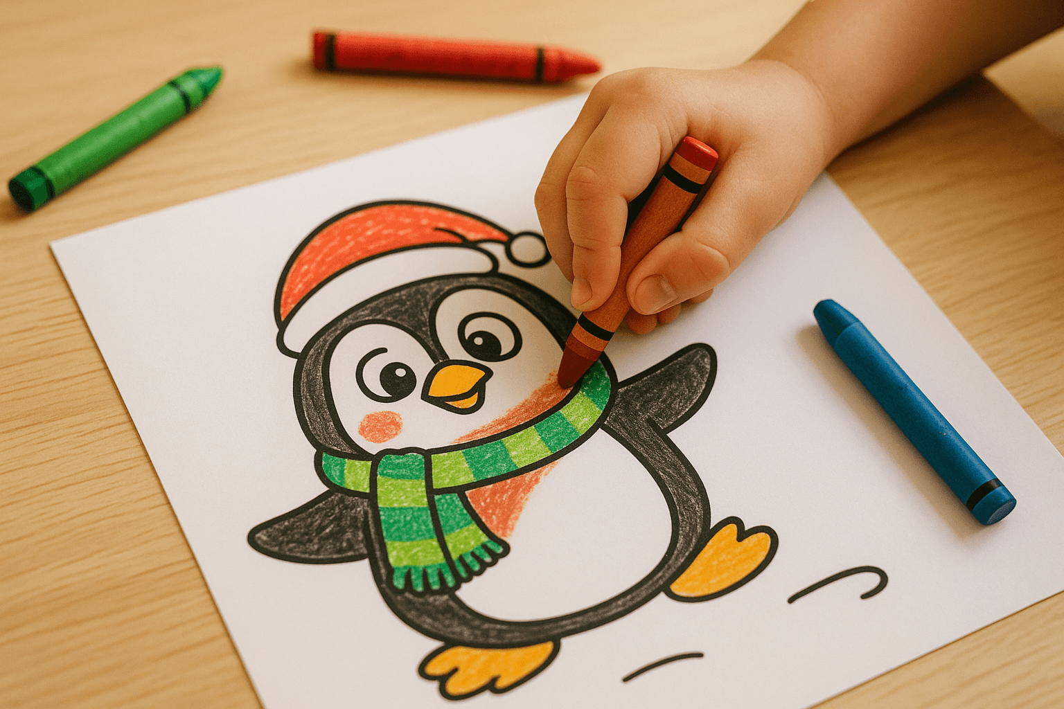 Penguins Christmas Coloring Pages: Winter Fun for Kids