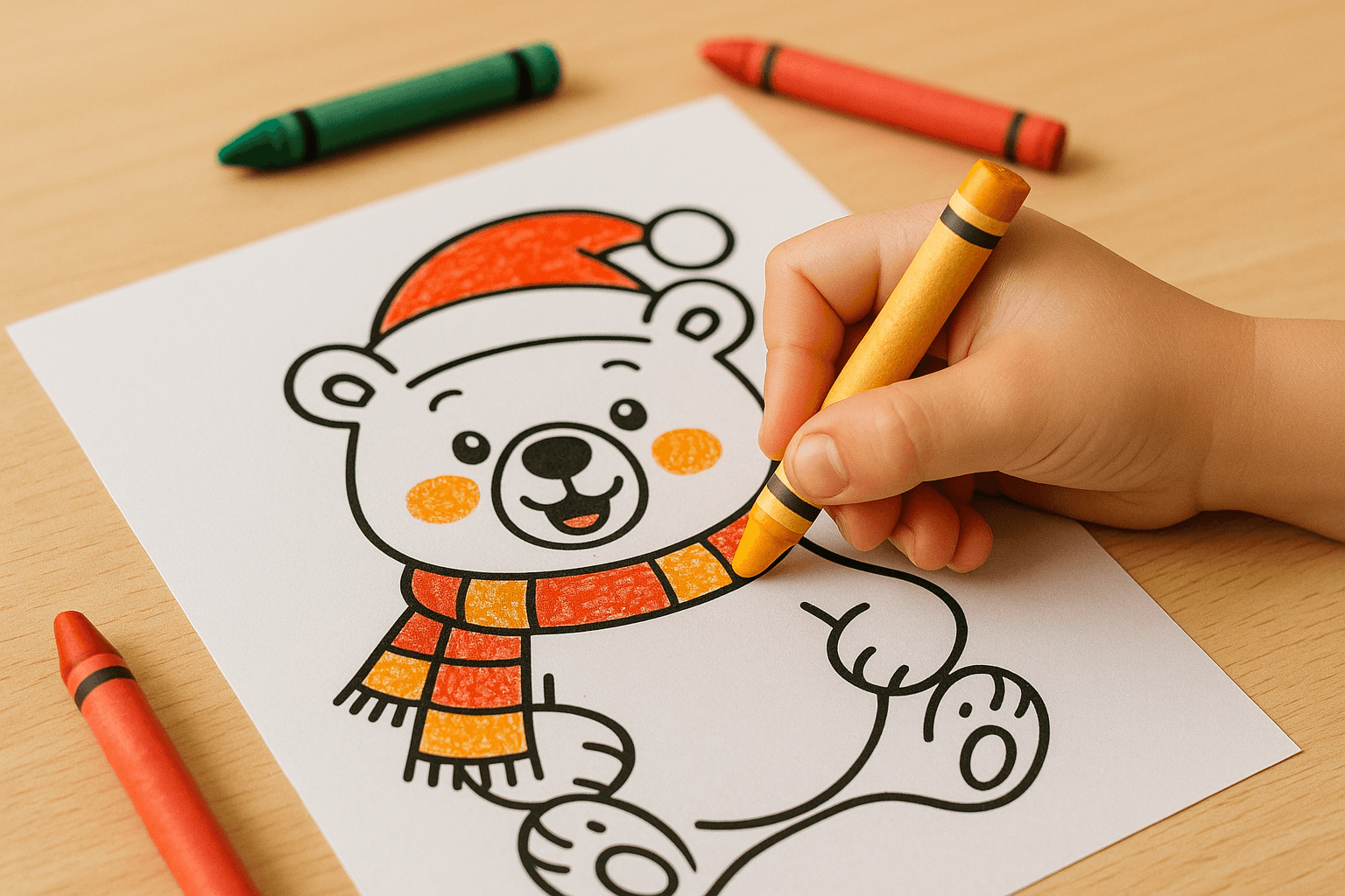 Festive Polar Bears Christmas Coloring Pages for Kids