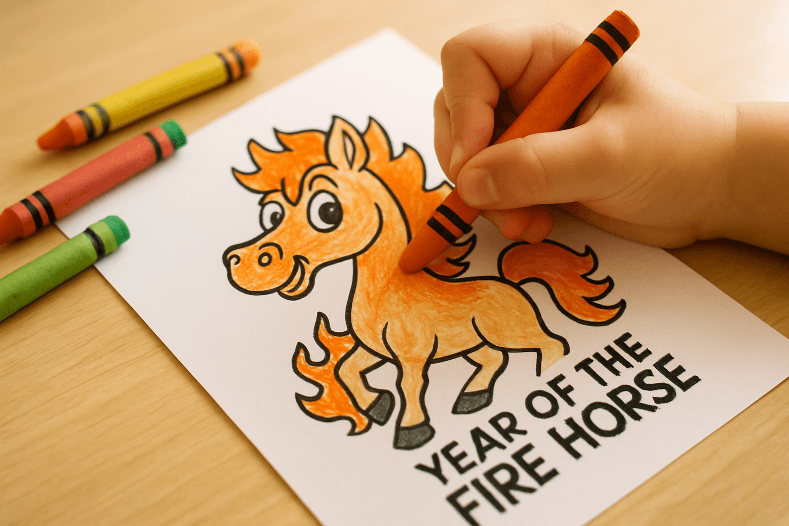 Year of the Fire Horse Lunar New Year Coloring Pages