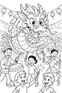 A grand dragon puppet glides through the crowd as drums boom, dancers leap, and children light up the night with sparkling joy.