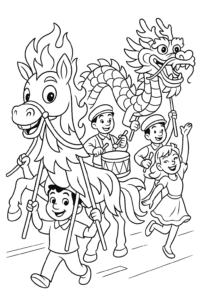 Watch the Fire Horse puppet lead a joyful parade, with drummers, dancers, and a waving dragon snaking through the city.