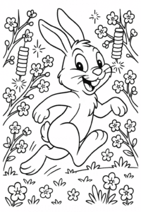 Watch our happy rabbit hop through flower gardens and sparkling firecrackers on New Year's Day!