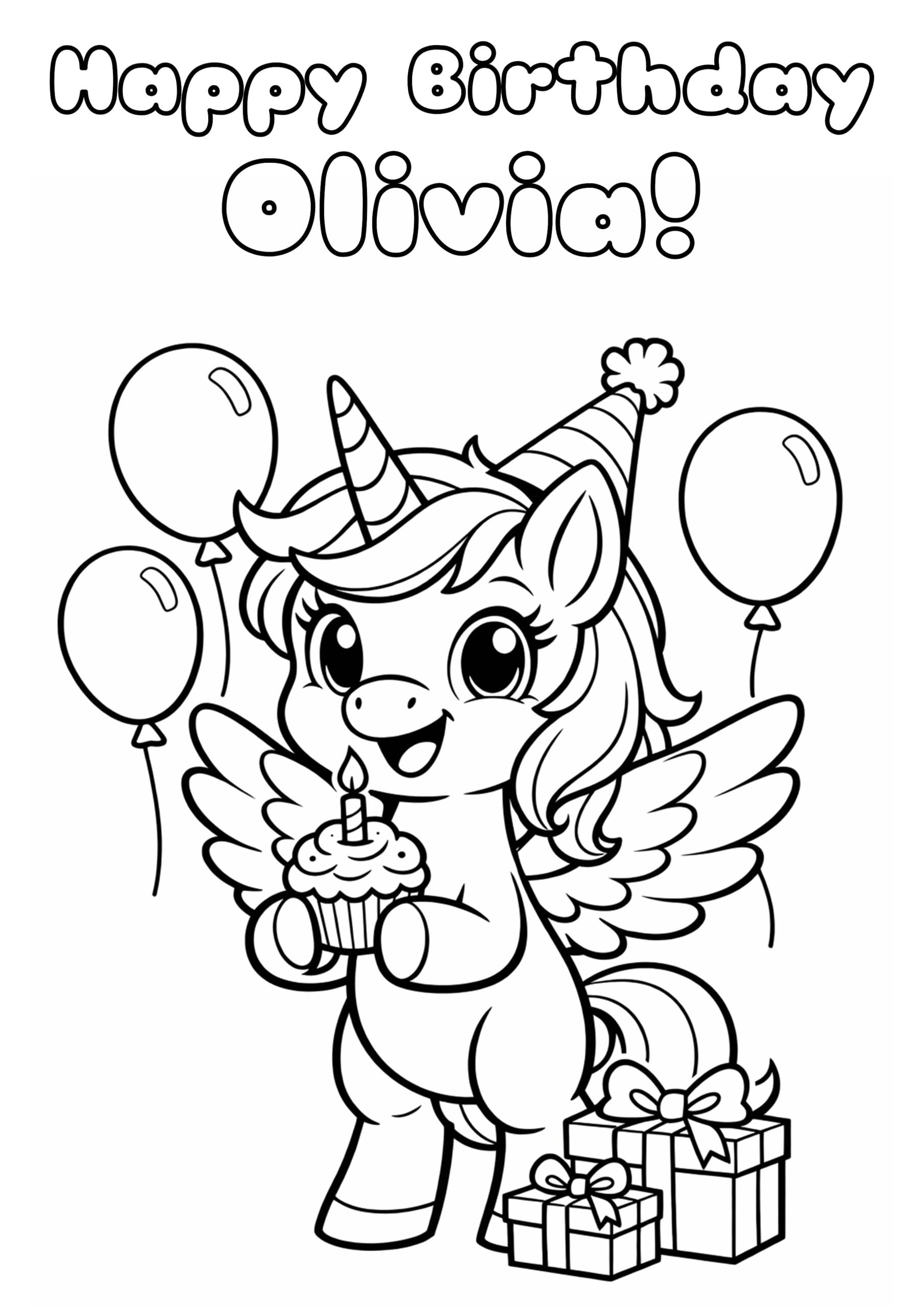 Free personalised birthday colouring page