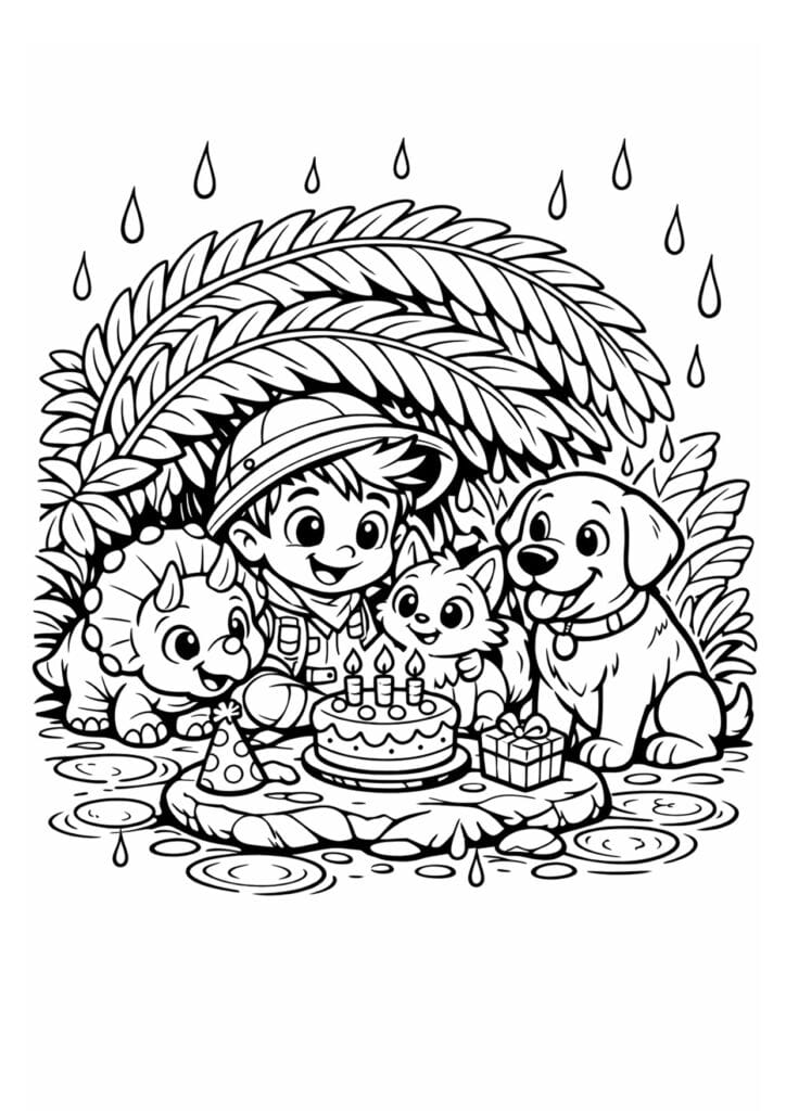 Example of colouring in page of personalised coloring story book pdf